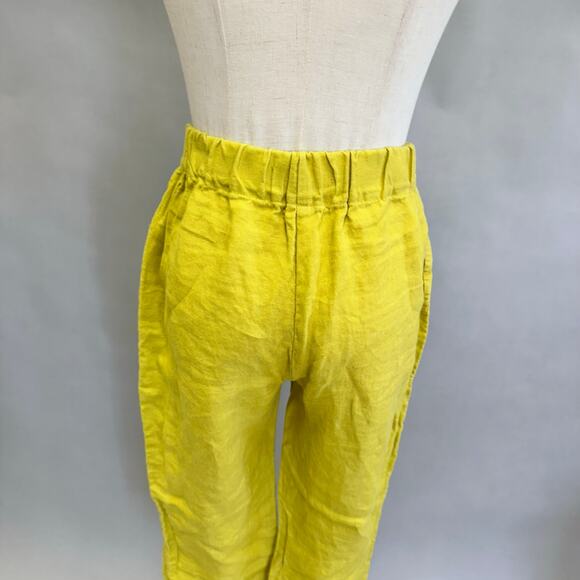 Not Perfect Linen Genova tapered linen Pants Chartreuse size small - Picture 9 of 13